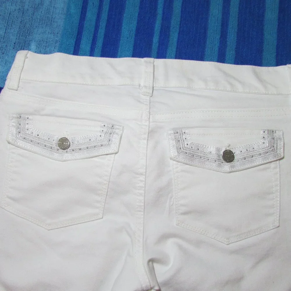 WHBM Noir Boot Cut Jeans White Silver Embellished - Picture 2 of 7